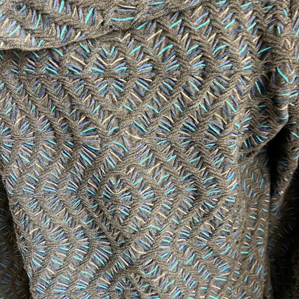 SNO SKINS grey and blue textured long sleeve sweater | small - Picture 5 of 7